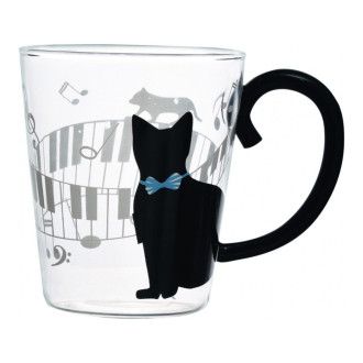 [уценка] Кружка стеклянная с рисунком Черный кот Walmer Cat (УЦЕНКА), 0.35 л, цвет прозрачный