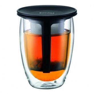 Термобокал Bodum Tea For One с фильтром, с двойными стенками, 0.35 л, цвет черный