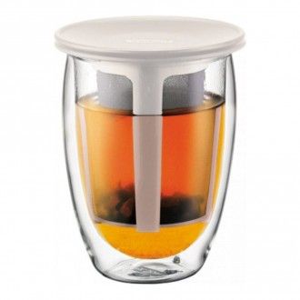 Термобокал Bodum Tea For One с фильтром, с двойными стенками, 0.35 л, цвет белый