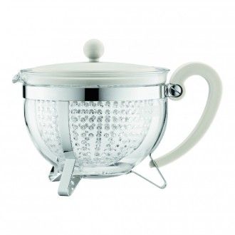 Чайник заварочный с сито-фильтром Bodum Chambord, 1.3 л, цвет белый