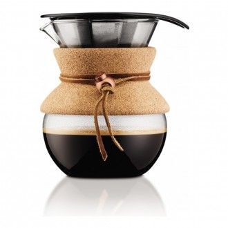 Кофейник кемекс Bodum Pour Over с многоразовым сито-фильтром, 0.5 л, цвет пробковый