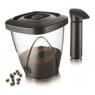 Вакуумный контейнер для кофе с помпой Tomorrow's Kitchen, 1.3 л, цвет черный