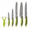 Набор кухонных ножей 5 штук + овощечистка Walmer Vegan, цвет зеленый изображение №0