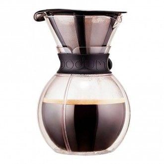 Кофейник кемекс Bodum Pour Over с двойными стенками и многоразовым сито-фильтром, 1 л, цвет черный
