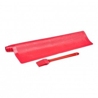 Набор: коврик для раскатки теста и кисточка Walmer Smart, цвет красный
