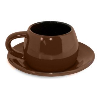 Керамическая чайная пара: чашка с блюдцем Ceraflame Tropeiro, 0.15 л, цвет шоколад