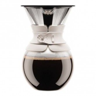 Кофейник кемекс Bodum Pour Over с многоразовым сито-фильтром, 1 л, цвет белый
