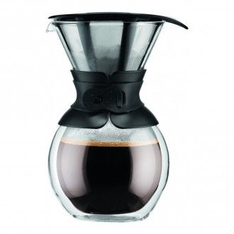 Кофейник кемекс Bodum Pour Over с двойными стенками и многоразовым сито-фильтром, 1 л, цвет черный