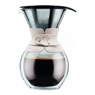 Кофейник кемекс Bodum Pour Over с двойными стенками и многоразовым сито-фильтром, 1 л, цвет белый