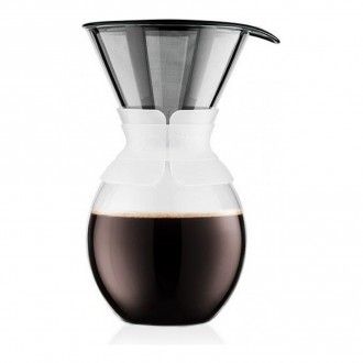 Кофейник кемекс Bodum Pour Over с многоразовым сито-фильтром, 1.5 л, цвет белый полупрозрачный