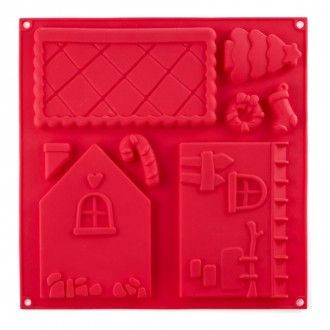 Форма для выпечки на 8 изделий Walmer Gingerbread House, цвет красный