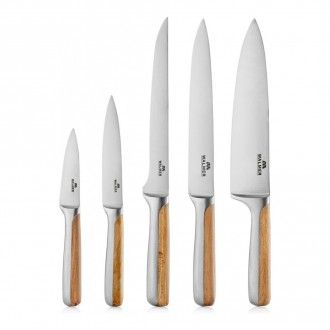 Набор кухонных ножей в подставке с точилкой Walmer Bristol, цвет коричневый
