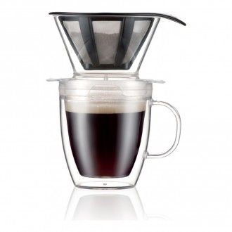Набор для кофе Bodum: термобокал с двойными стенками и фильтр Pour Over  2 в 1, 0.35 л