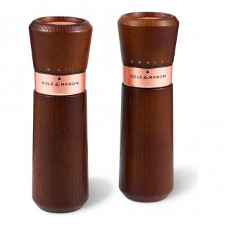 Набор мельниц для соли и перца Cole & Mason Lyndhurst Gourmet Precision Rose Gold 2 шт, 185 мм, цвет темное дерево