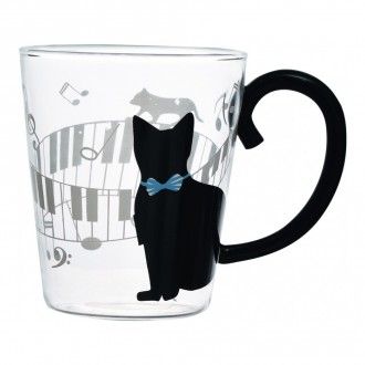 Кружка стеклянная с рисунком Черный кот Walmer Cat, 0.35 л, цвет прозрачный