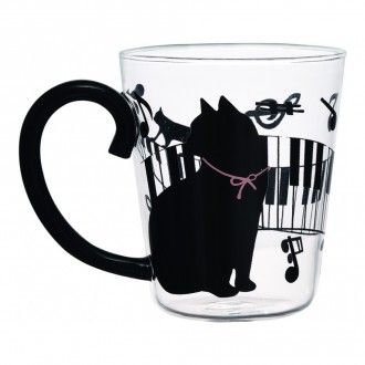 Кружка стеклянная с рисунком Черная кошка Walmer Lady-Cat