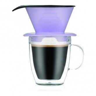 Набор для кофе Bodum: термобокал с двойными стенками из поликарбоната и фильтр Pour Over 2 в 1, 0.35 л, цвет вербена