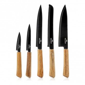 Набор кухонных ножей в подставке Walmer Master, цвет черный