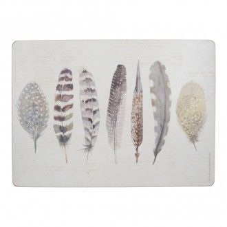 Набор из 4-х сервировочных салфеток Kitchen Craft Feathers, цвет серый