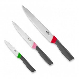 Набор ножей Walmer Shell 3 предмета: нож разделочный для мяса 20 см + нож универсальный 13 см + нож для овощей 10 см с чехлами, цвет разноцветный