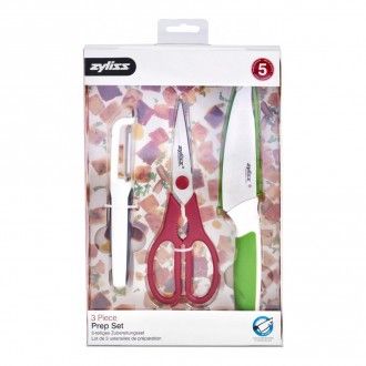 Кухонный набор: нож, овощечистка, ножницы Zyliss, цвет разноцветный