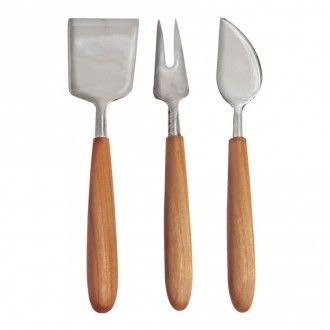 Набор ножей для сыра Be Home Teak&Steel 3 предмета, цвет светлое дерево
