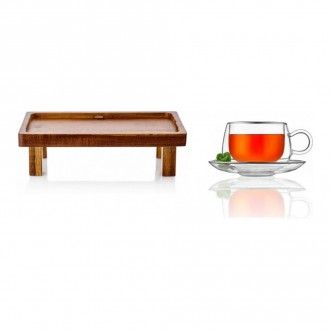 Набор Walmer: столик сервировочный Safari + чайная пара Viscount Platinum 0.25 л, цвет темное дерево