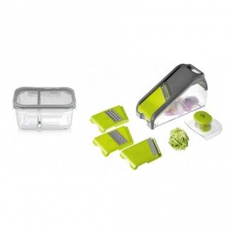 Набор Walmer 2 предмета: овощерезка многофункциональная Vegan + контейнер с разделителем Home Chef, цвет зеленый
