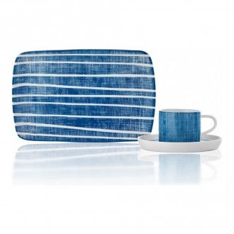 Набор Walmer Denim: тарелка + чайная пара 0.25 л, цвет синий
