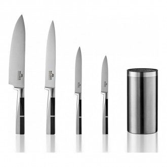 Набор Walmer Professional 5 предметов: подставка для ножей Steel + нож шеф 20 см + разделочный нож 18 см + универсальный нож 13 см + нож для овощей и фруктов 9 см, цвет стальной