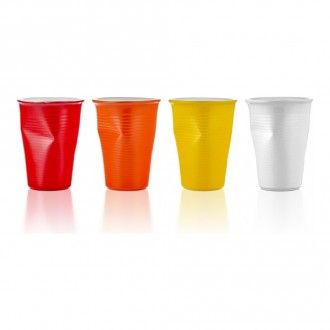 Набор из 4-х мятых стаканчиков керамических Ceraflame Mondo Ceram (красный, оранжевый, желтый, белый ), 0.24 л, цвет разноцветный