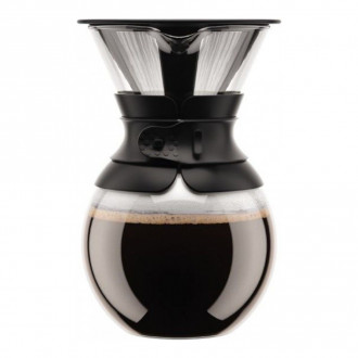 [уценка] Кофейник кемекс Bodum Pour Over с многоразовым сито-фильтром (УЦЕНКА), 1 л, цвет черный
