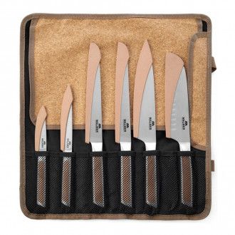 Набор кухонных ножей Walmer Selection с чехлами в упаковке из натуральной пробки, 7 предметов (УЦЕНКА), цвет стальной