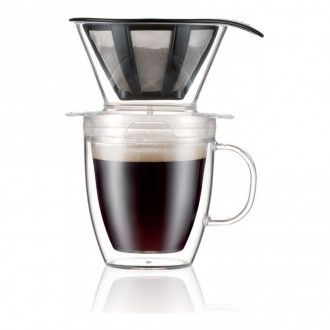 [уценка] Набор для кофе Bodum: термобокал с двойными стенками и фильтр Pour Over  2 в 1 (УЦЕНКА), 0.35 л