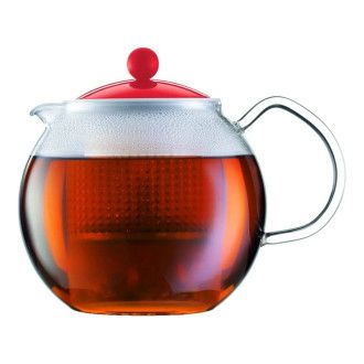 [уценка] Чайник заварочный со стекляной ручкой Bodum Assam (УЦЕНКА), 1 л, цвет красный
