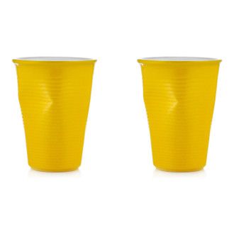 Набор мятых керамических стаканчиков Ceraflame Mondo Ceram 2 шт, 0.24 л, цвет желтый