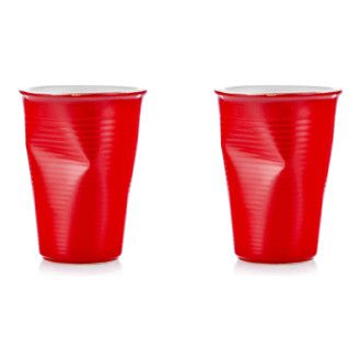 Набор мятых керамических стаканчиков Ceraflame Mondo Ceram 2 шт, 0.24 л, цвет красный