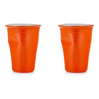 Набор мятых керамических стаканчиков Ceraflame Mondo Ceram 2 шт, 0.24 л, цвет оранжевый