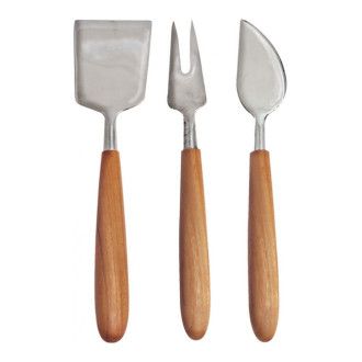 [уценка] Набор ножей для сыра Be Home Teak&Steel 3 предмета (УЦЕНКА), цвет светлое дерево